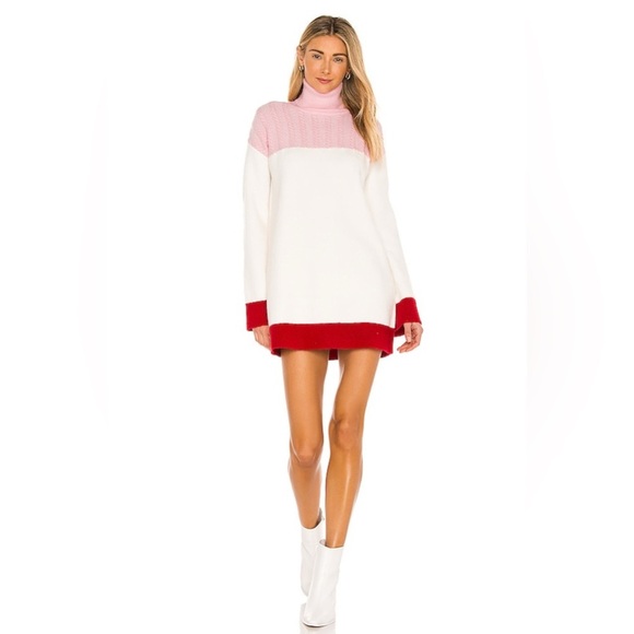 Lovers and Friends Kate Sweater Dress in Pink and Red Size S - Picture 1 of 6